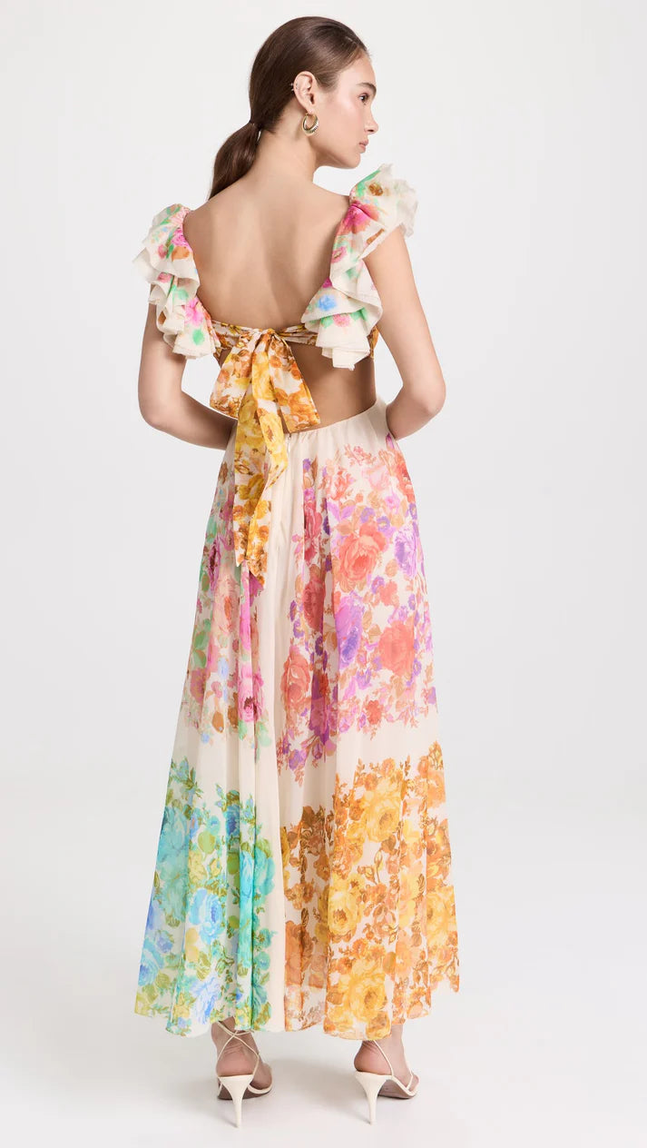 Raie Frill Shoulder Midi Dress - Modexia